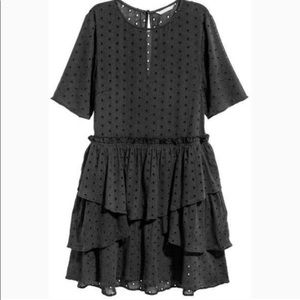 H&M Black Eyelet Ruffle Dress